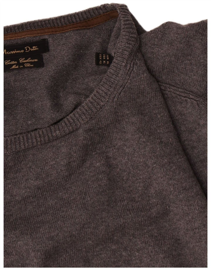 Мужской джемпер с круглым вырезом Massimo Dutti XL, серый хлопок