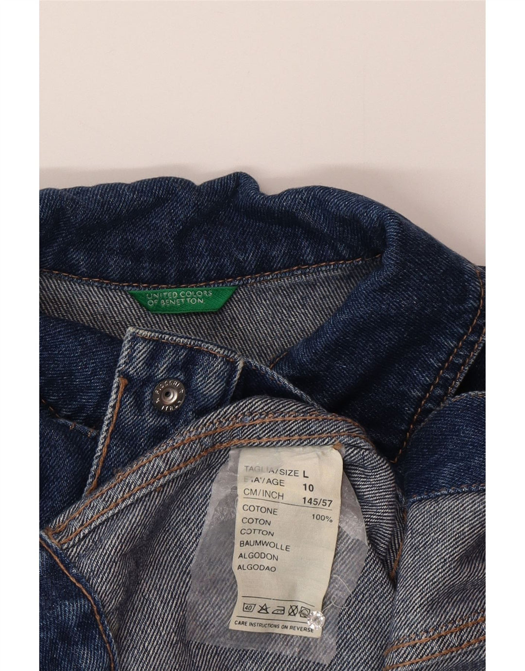 Джинсовая куртка Benetton для мальчиков 9-10 лет, большая синяя, хлопковая