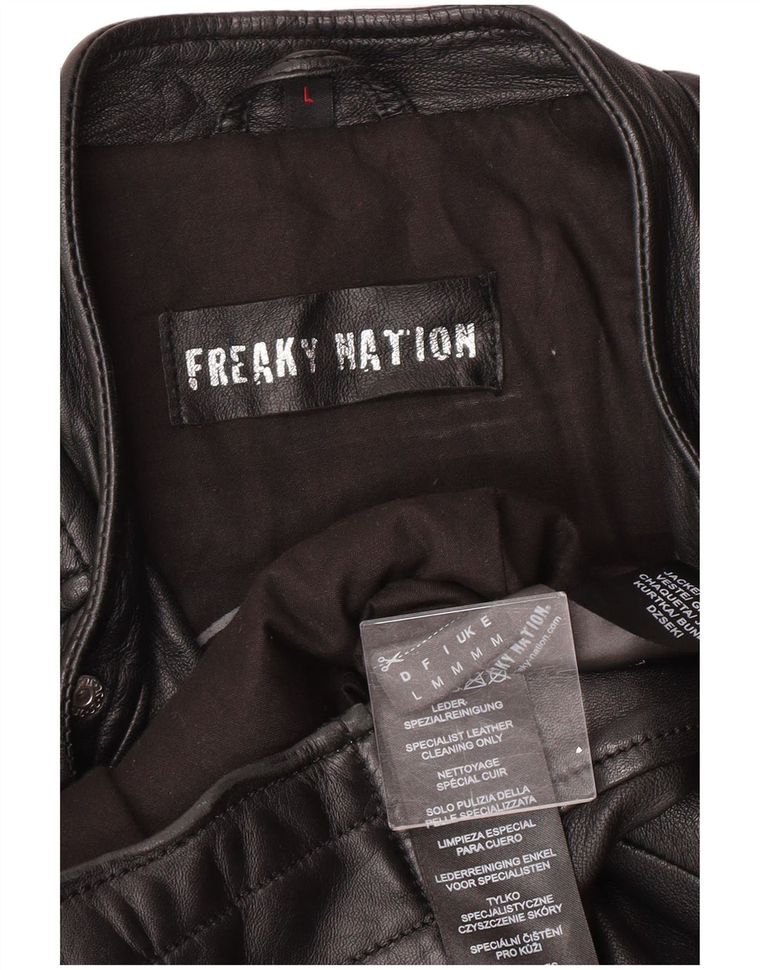 Мужская кожаная байкерская куртка Freaky Nation UK 38, средний черный кожаный