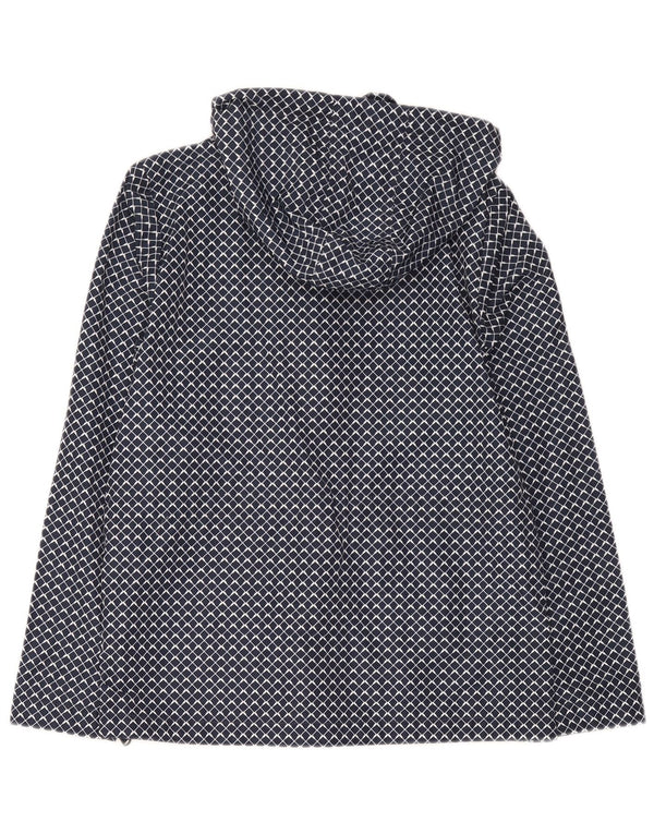 Crew Clothing Женская дождевик с капюшоном UK 10, маленький темно-синий с геометрическим рисунком