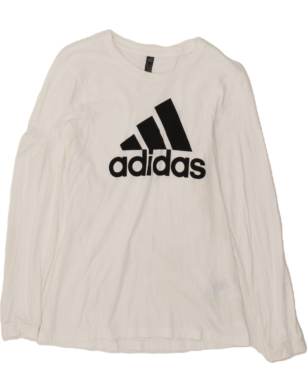 ADIDAS Womens Graphic Top Long Sleeve UK 12/14 Medium White Cotton Vintage Adidas and Second-Hand Adidas from Messina Hembry 