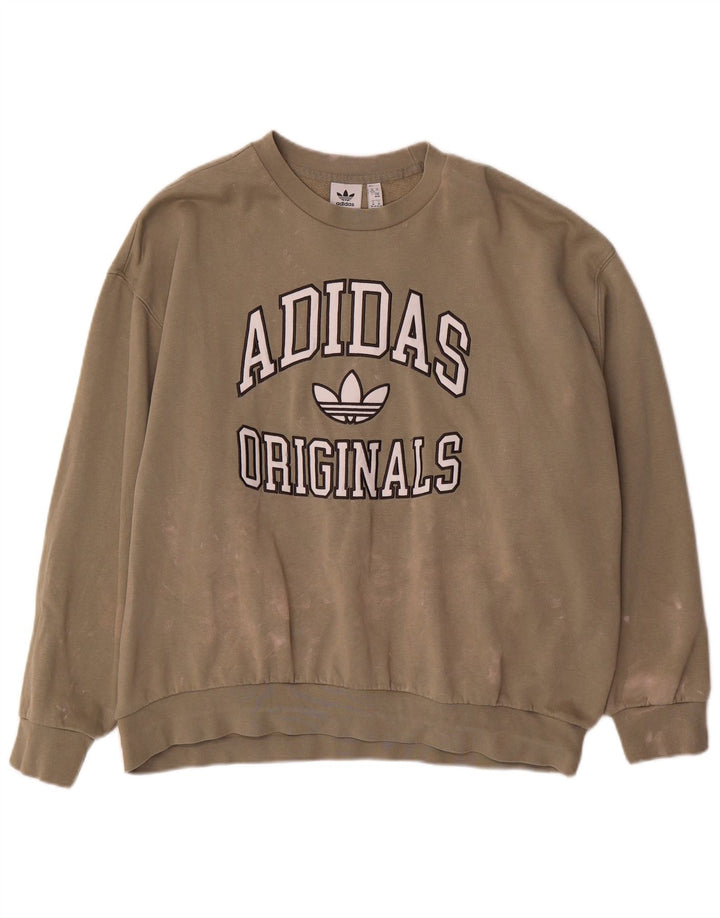 Женский джемпер оверсайз с рисунком Adidas UK 12/14, средний хаки