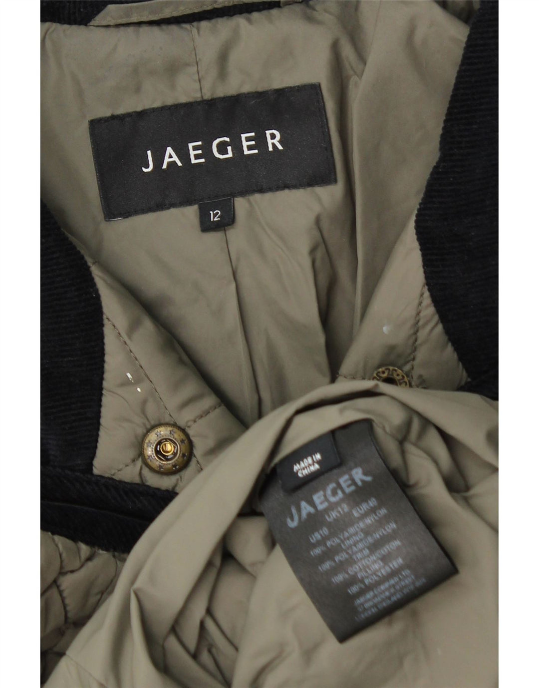 Женская стеганая куртка Jaeger UK 12, средний хаки, полиамид