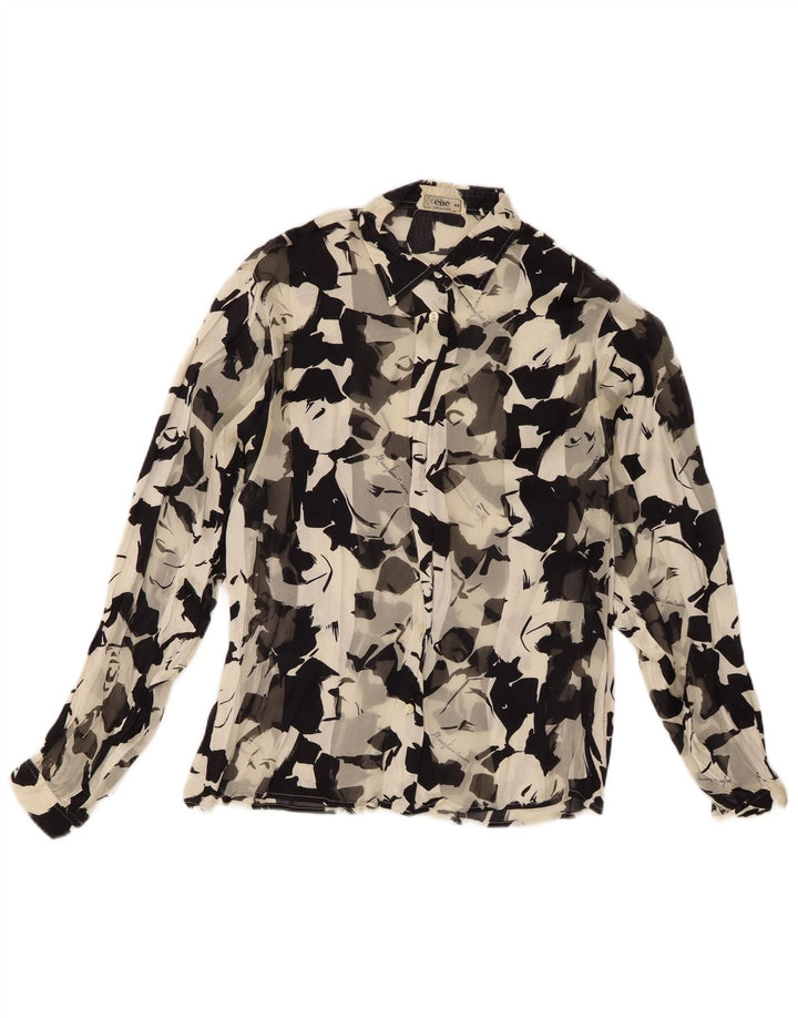 Винтажная женская прозрачная рубашка-блузка с абстрактным узором IT 44, средний черный цвет