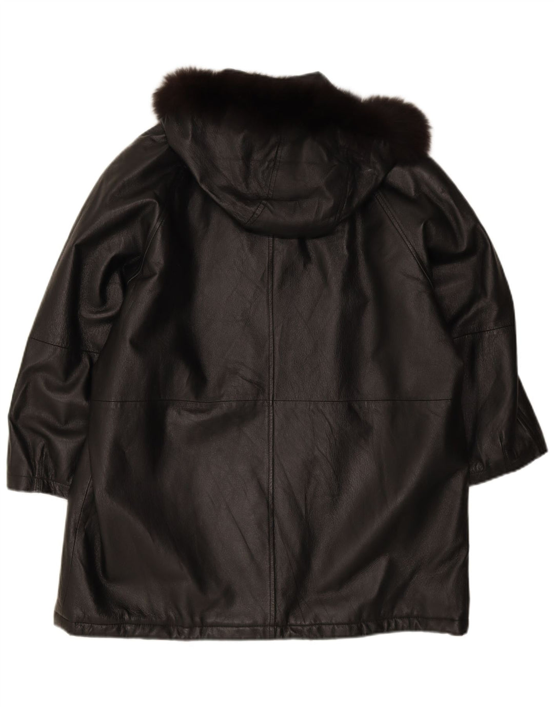 Privilegi Женское кожаное пальто оверсайз с капюшоном IT 44 Medium Black Leather