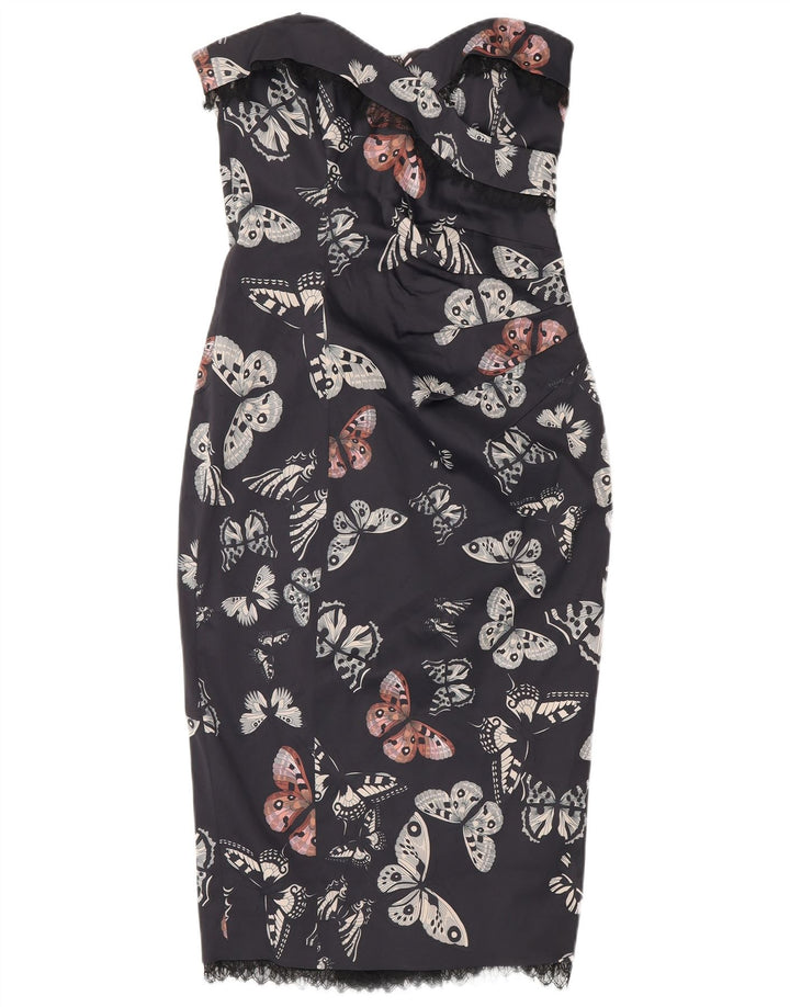 Женское платье без бретелек KAREN MILLEN UK 12, средний темно-синий с бабочкой