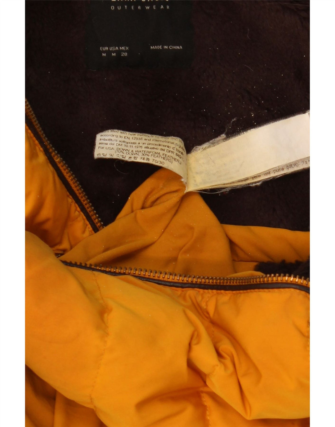 Женская стеганая куртка Zara UK 12, средний желтый полиэстер