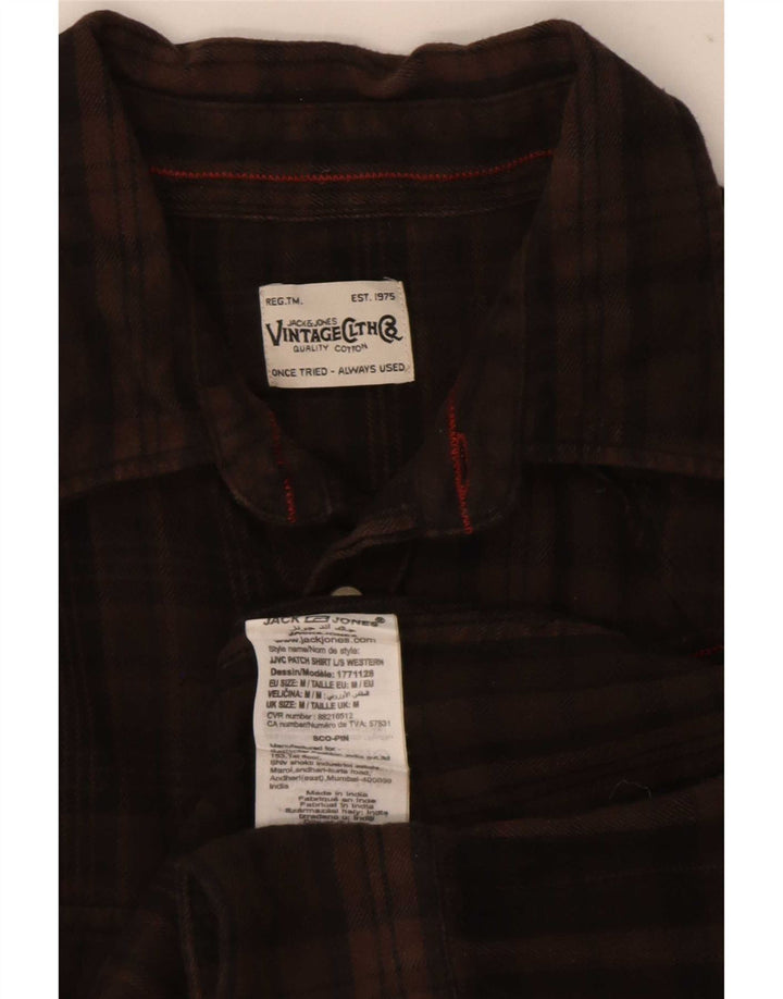 Мужская фланелевая рубашка Jack & Jones среднего коричневого цвета в клетку, хлопок