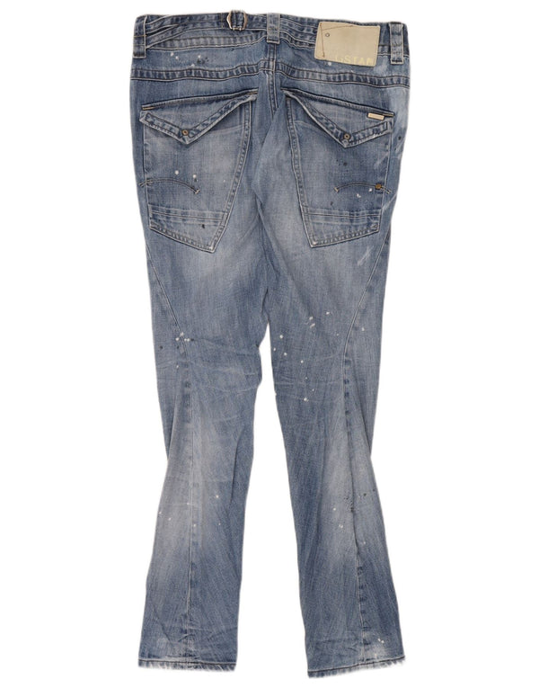 G-Star Womens Distressed Skinny Jeans W29 L32 Blue Spotted Cotton