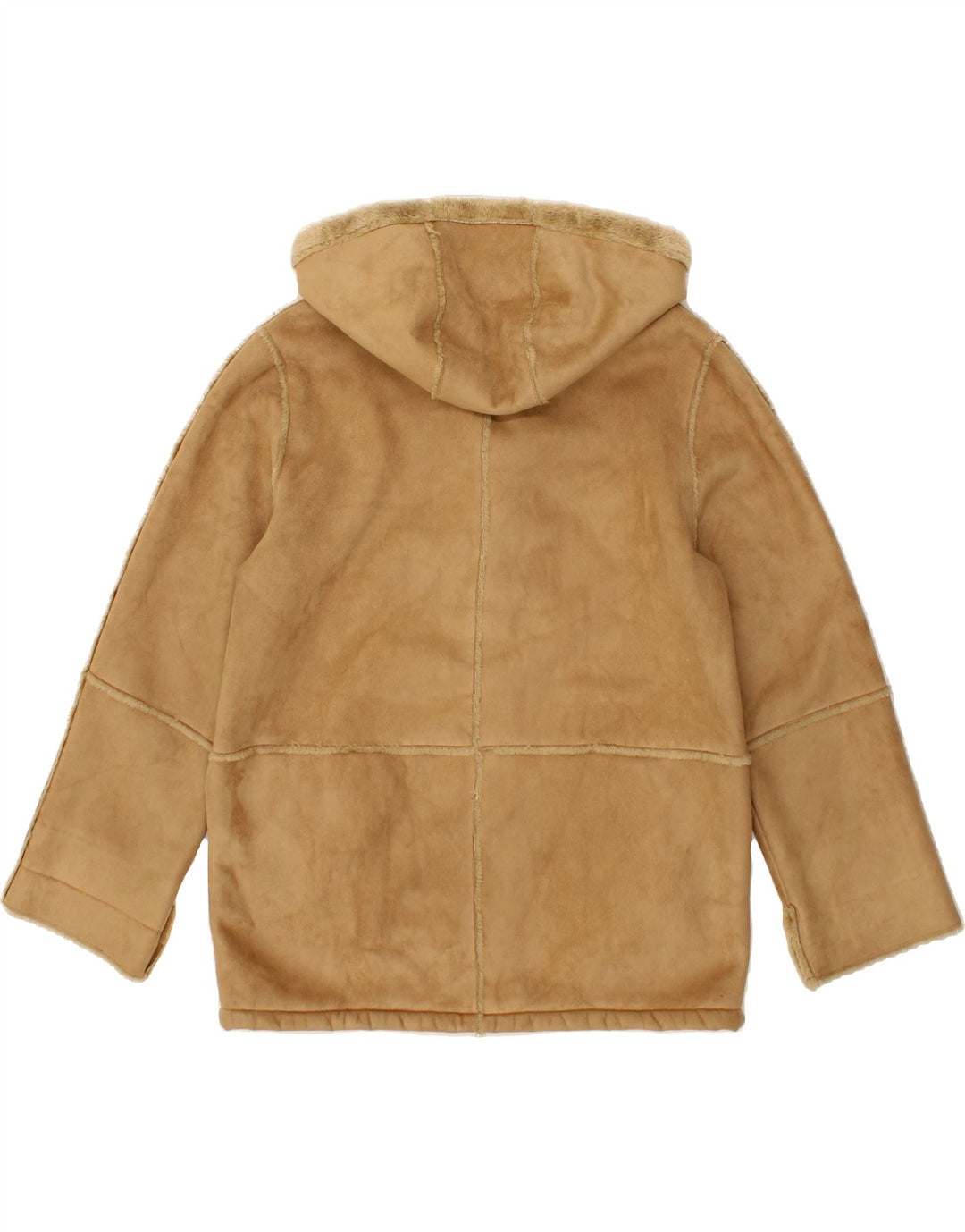 VINTAGE Womens Hooded Sherpa Jacket UK 16 Large  Beige Polyester Vintage Vintage and Second-Hand Vintage from Messina Hembry 