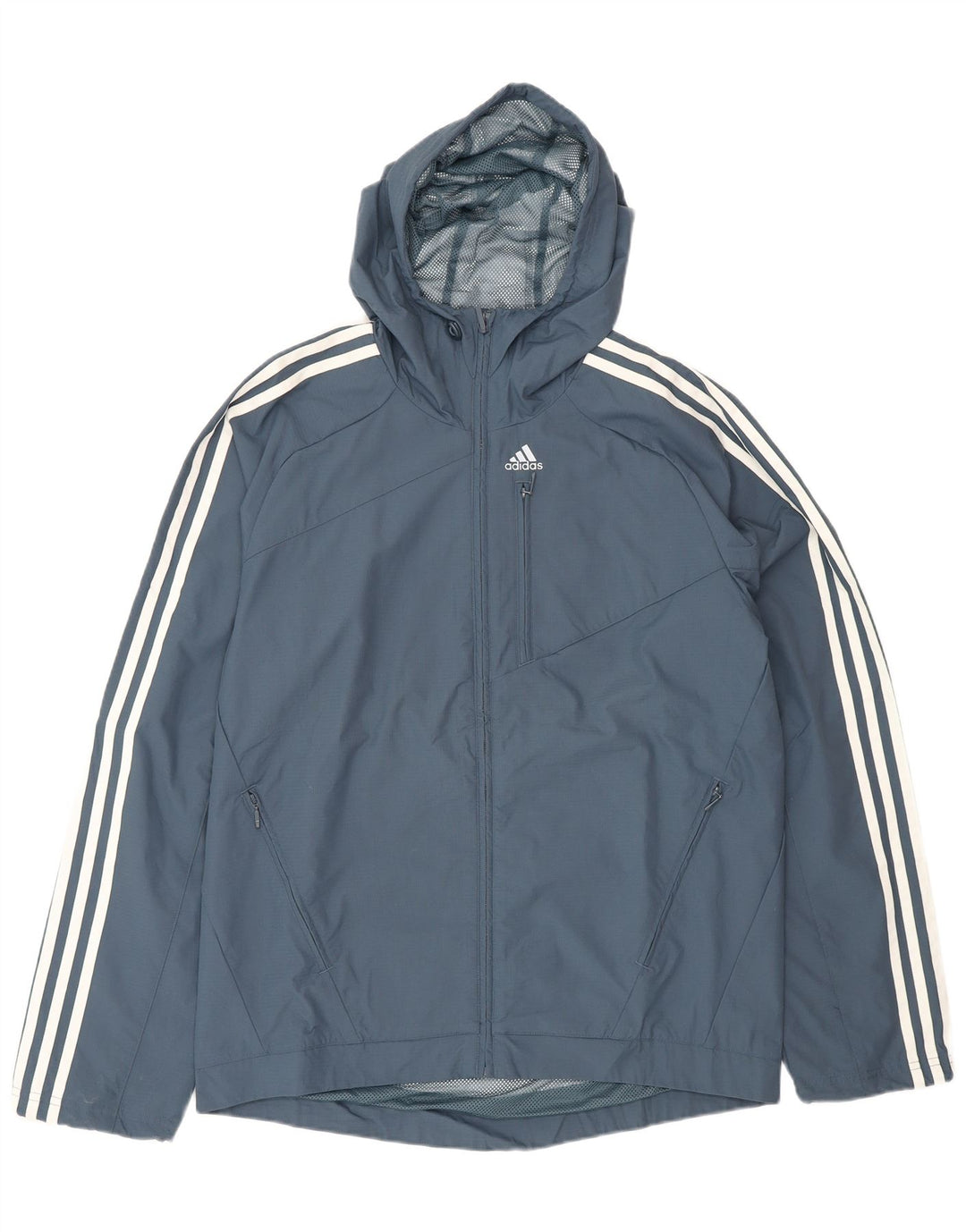 Мужская куртка-дождевик Adidas с капюшоном UK 36, маленькая, темно-синяя, полиамид