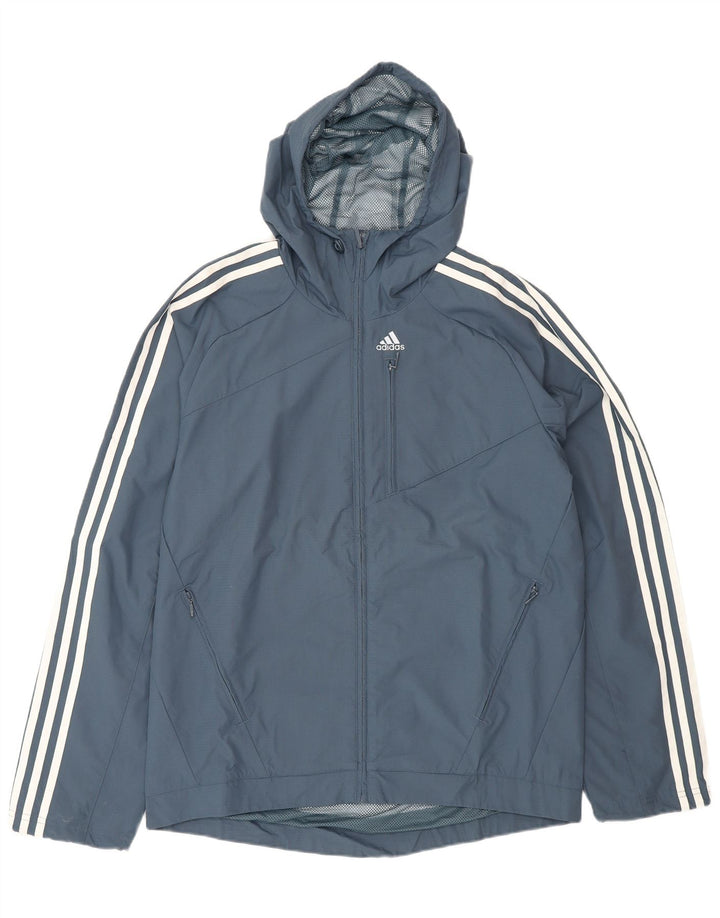 Мужская куртка-дождевик Adidas с капюшоном UK 36, маленькая, темно-синяя, полиамид