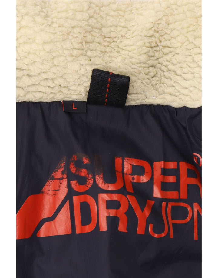 Мужская стеганая куртка Superdry UK 40, темно-синяя, нейлоновая, большая