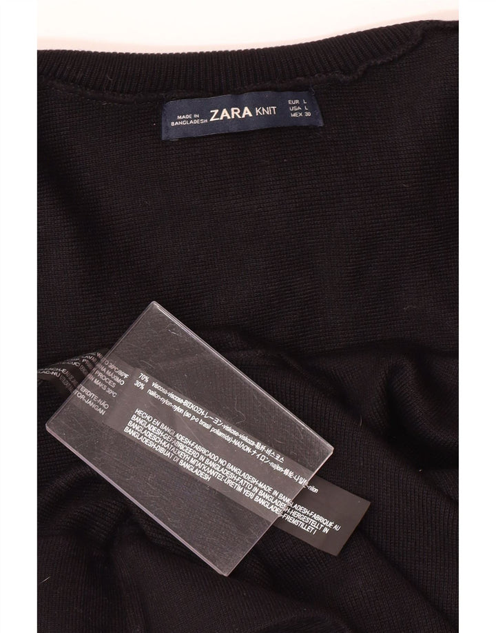 ZARA Womens Roll Neck Jumper Sweater UK 16 Large Black Viscose