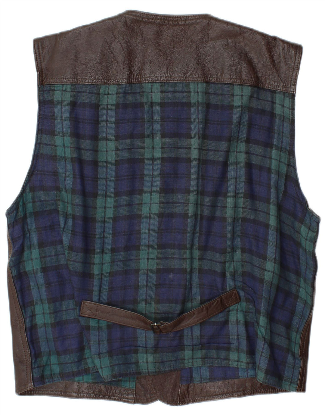Мужской кожаный жилет L.O.G.G XL коричневый кожаный в клетку