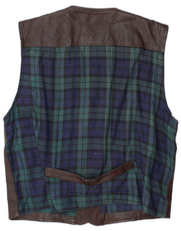 Мужской кожаный жилет L.O.G.G XL коричневый кожаный в клетку