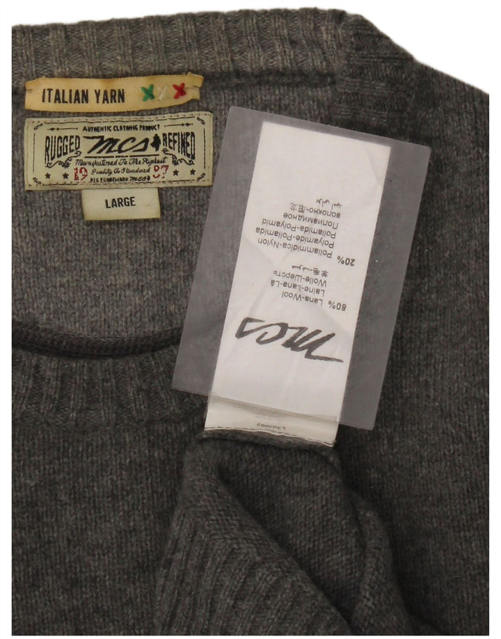 Мужской джемпер с круглым вырезом Marlboro Classics, большой серый шерстяной свитер