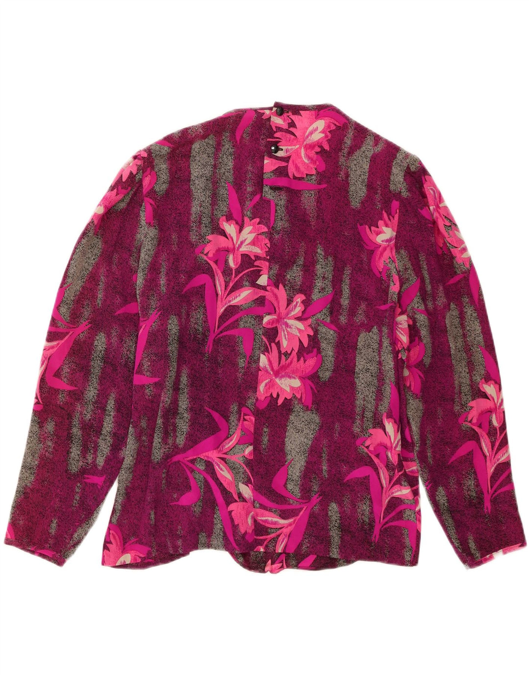 VINTAGE Womens Long Sleeve Blouse Top IT 44 Medium Pink Floral Silk Vintage Vintage and Second-Hand Vintage from Messina Hembry 
