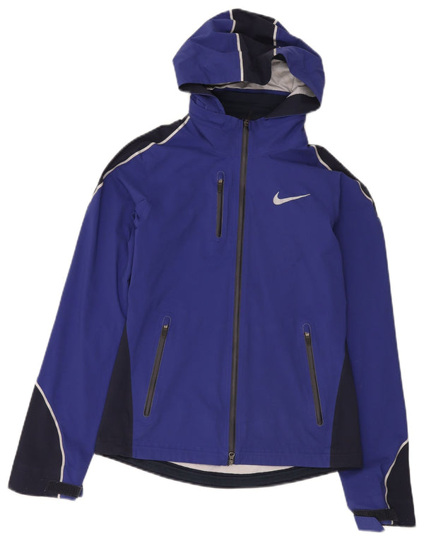 Женский спортивный костюм с капюшоном Nike UK 6 XS, синий нейлон с цветными блоками