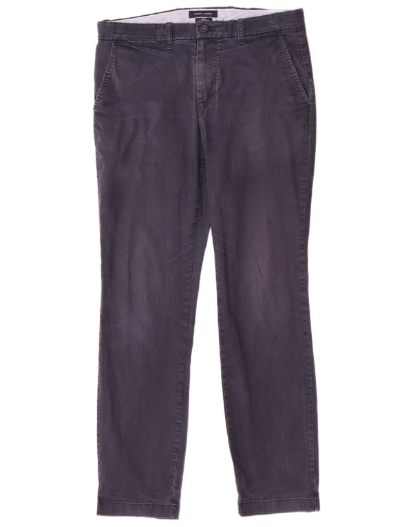 Tommy Hilfiger Мужские брюки-чиносы узкого кроя W32 L30 Темно-синие хлопковые