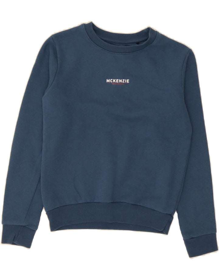 MCKENZIE Boys Graphic Sweatshirt Jumper 8-9 Years Navy Blue Cotton Vintage Mckenzie and Second-Hand Mckenzie from Messina Hembry 