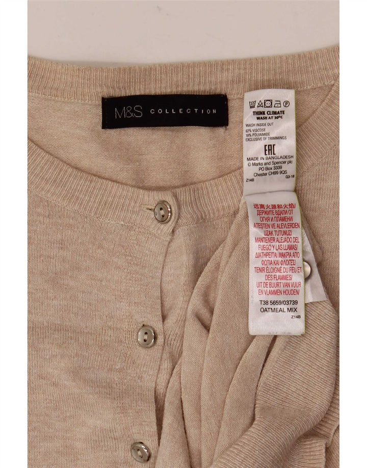 Женский свитер-кардиган Marks & Spencer UK 10, маленький, бежевый, вискоза