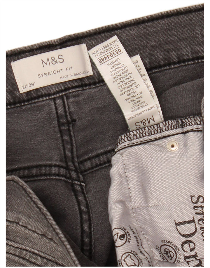 Мужские прямые джинсы MARKS & SPENCER W34 L29 серые, хлопок