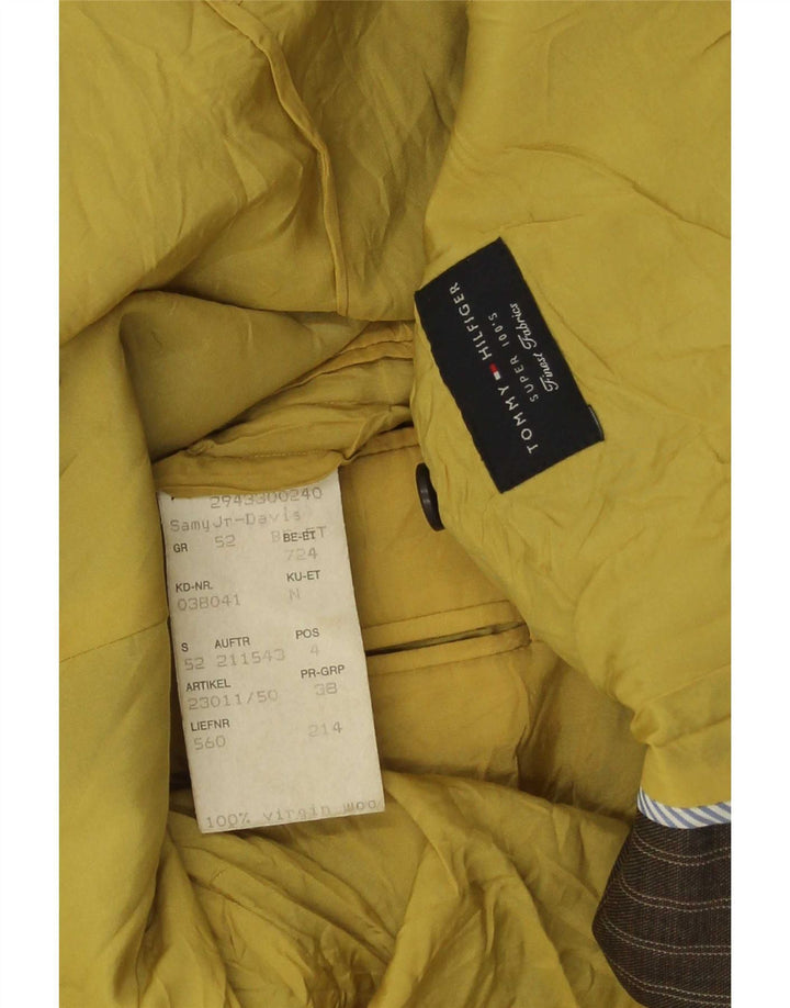 Tommy Hilfiger Мужской пиджак на двух пуговицах IT 52 XL Коричневый в полоску из вискозы