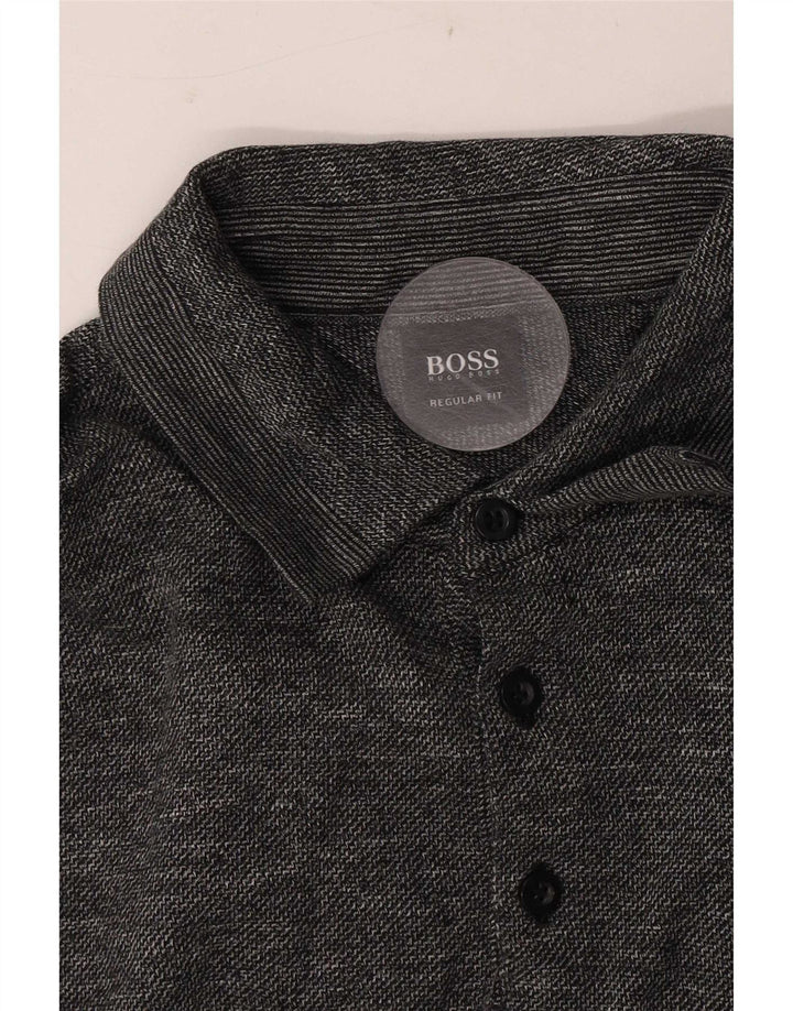 Мужская рубашка-поло для регби стандартного кроя Hugo Boss, средний серый в крапинку