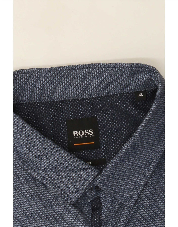 Мужская рубашка Hugo Boss XL синяя в крапинку