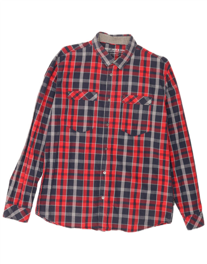 Мужская рубашка Jack & Jones XL в разноцветную клетку из хлопка