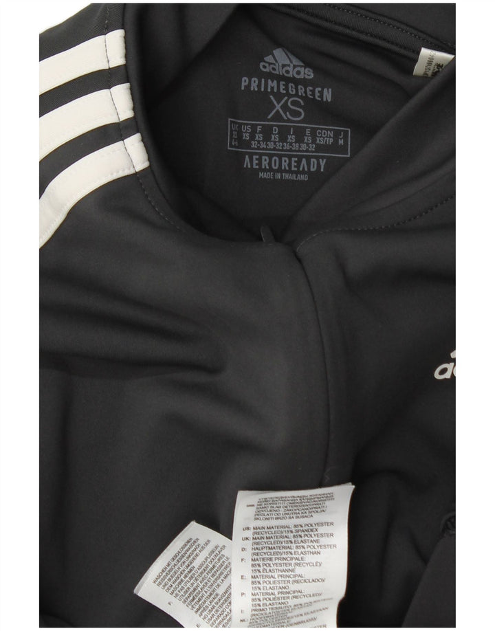 Женский спортивный пуловер Adidas с воротником на молнии, Великобритания 4/6 XS, серый с цветными блоками