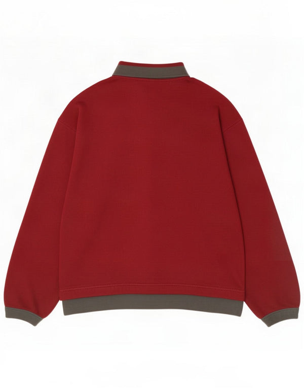 Vintage Mens Polo Neck Sweatshirt Jumper 2XL Burgundy Acrylic