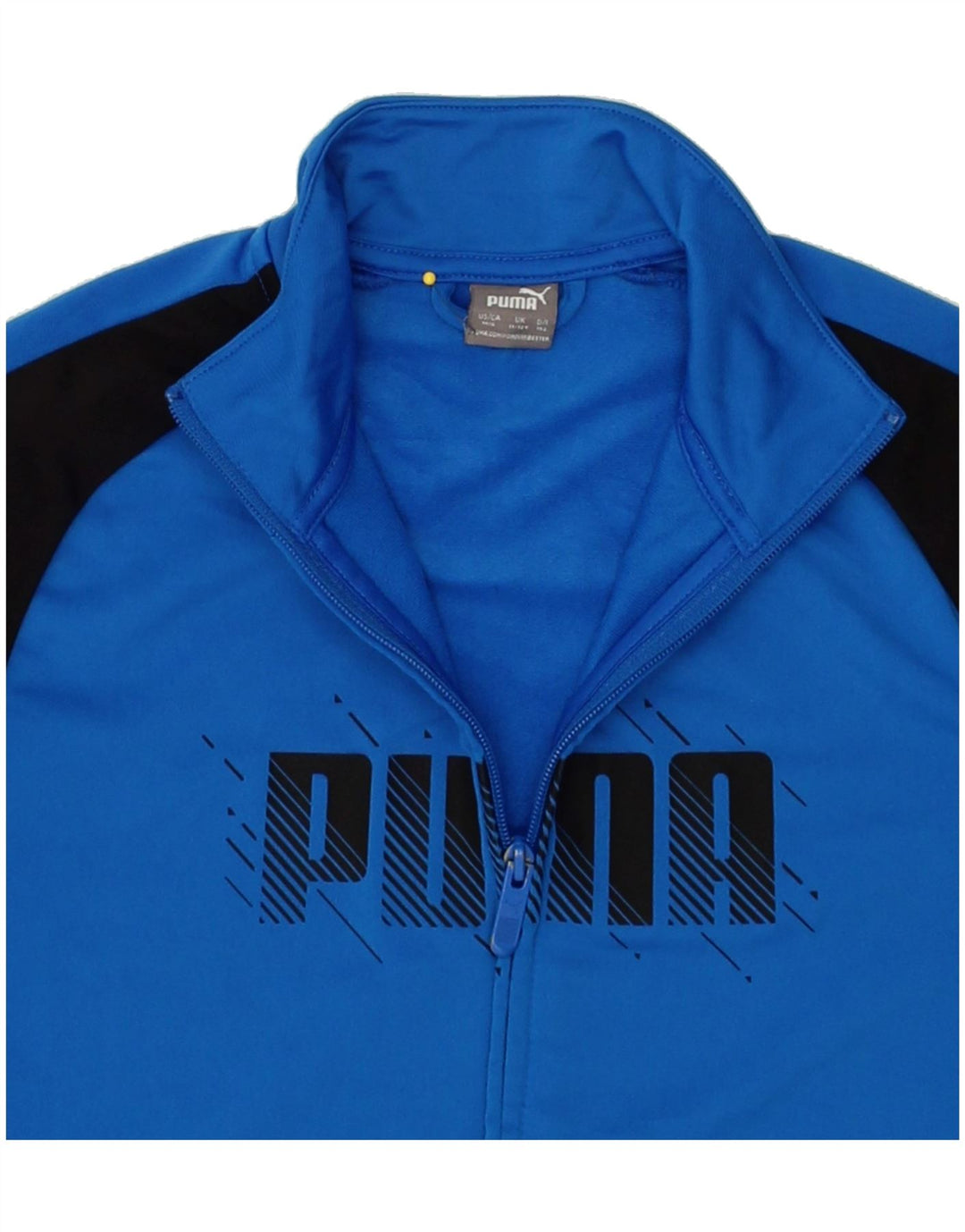 PUMA Boys Graphic Tracksuit Top Jacket 11-12 Years Blue Colourblock Vintage Puma and Second-Hand Puma from Messina Hembry 