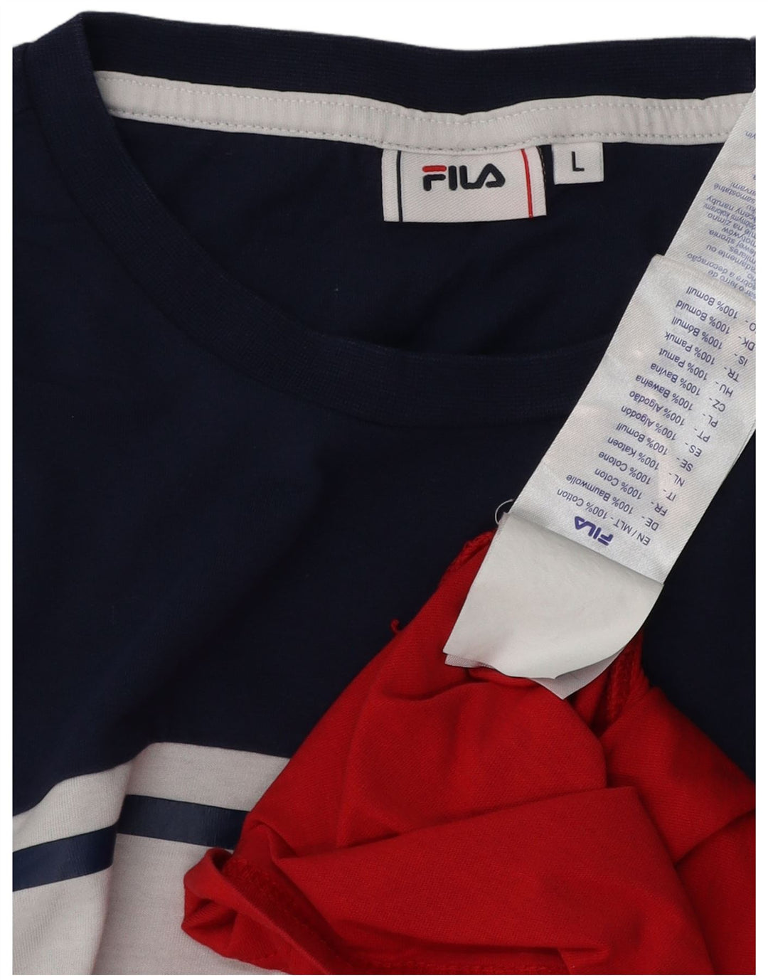 Мужская футболка FILA, большой разноцветный хлопок с цветными блоками