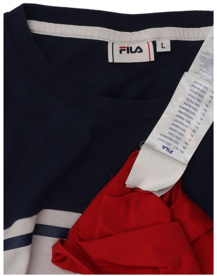 Мужская футболка FILA, большой разноцветный хлопок с цветными блоками