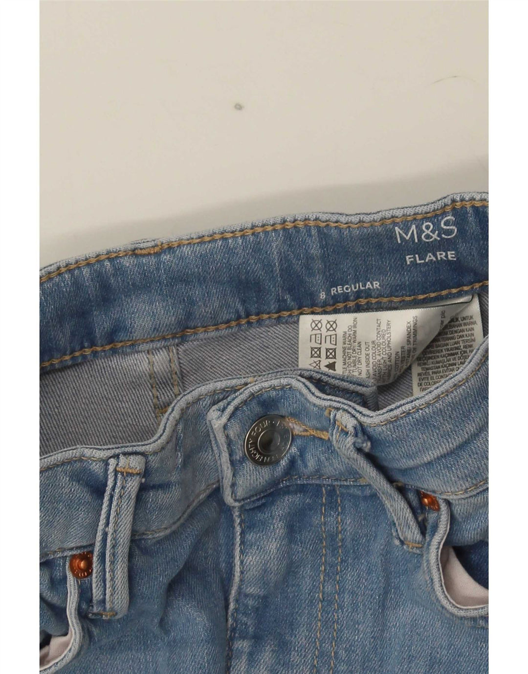 Женские расклешенные джинсы Marks & Spencer стандартного размера, Великобритания, 8, маленькие, W26, L31, синие, хлопок