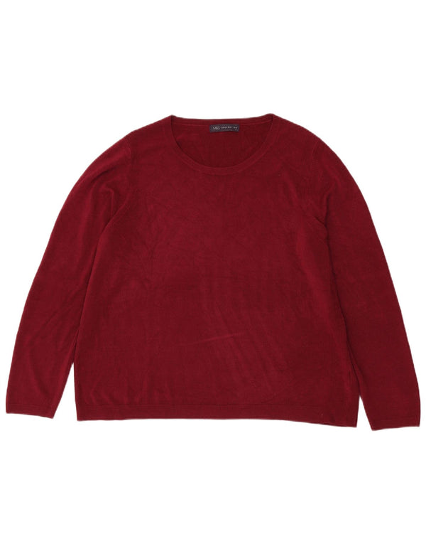 Женский джемпер с круглым вырезом Marks & Spencer UK 22 3XL бордовый акрил