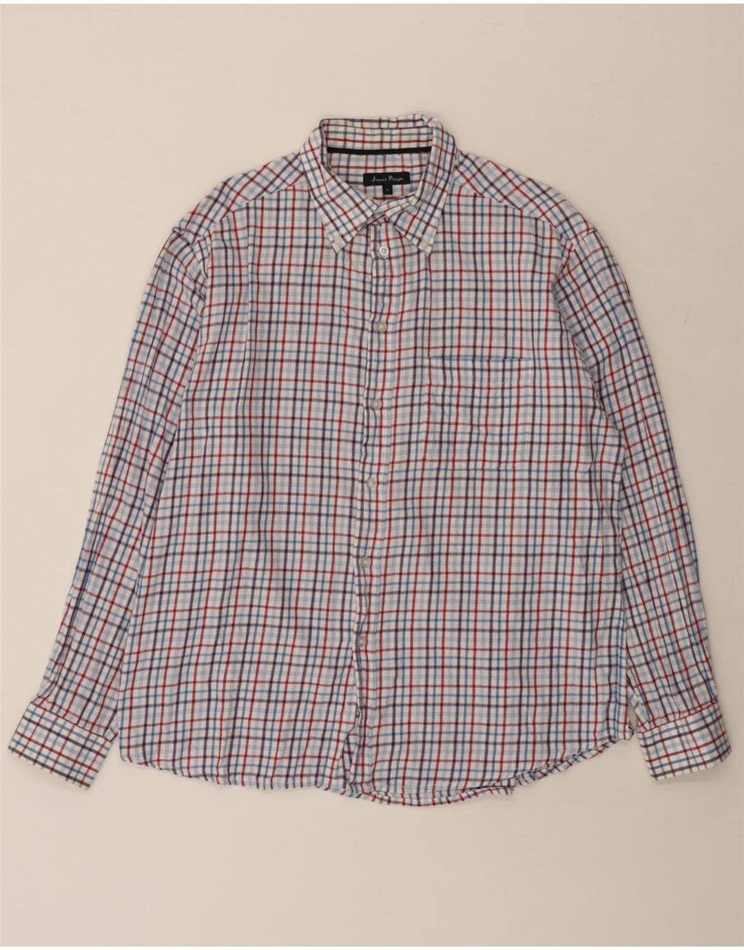 Мужская фланелевая рубашка JAMES PRINGLE, большая синяя клетка, хлопок