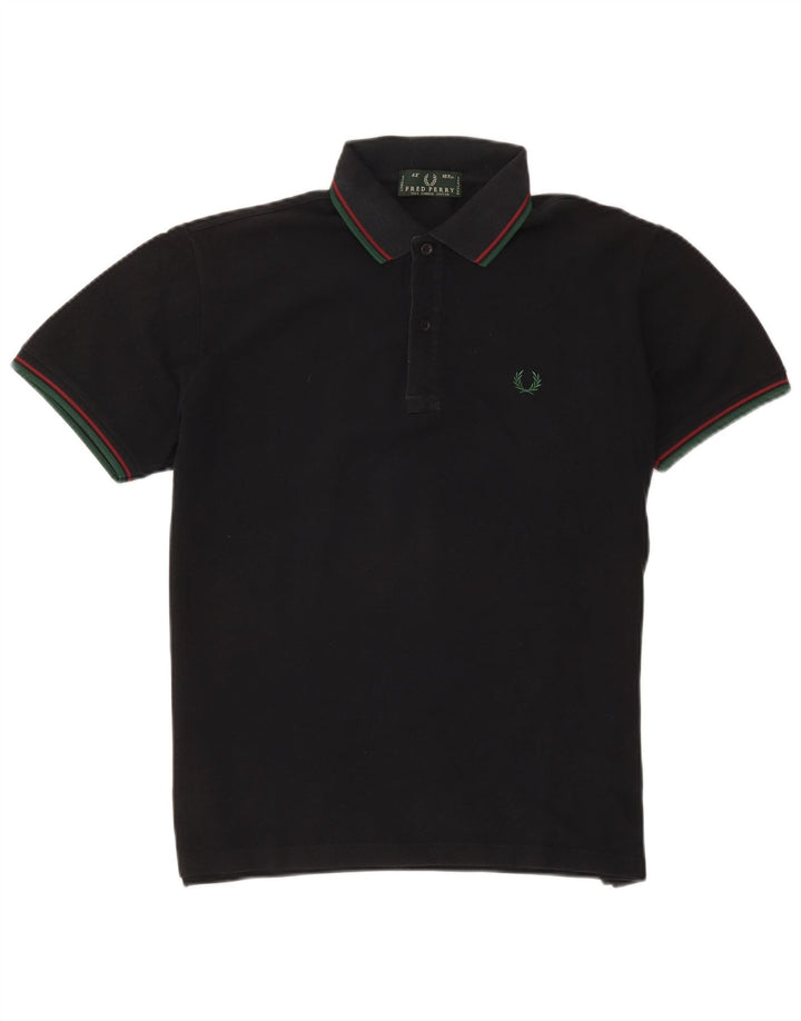 Мужская рубашка-поло Fred Perry, хлопок в черную полоску среднего размера