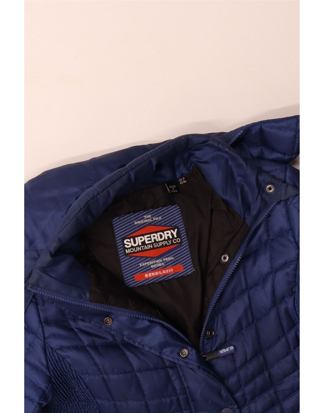 SUPERDRY Женская стеганая куртка с капюшоном UK 12 Средний Темно-Синий Полиэстер