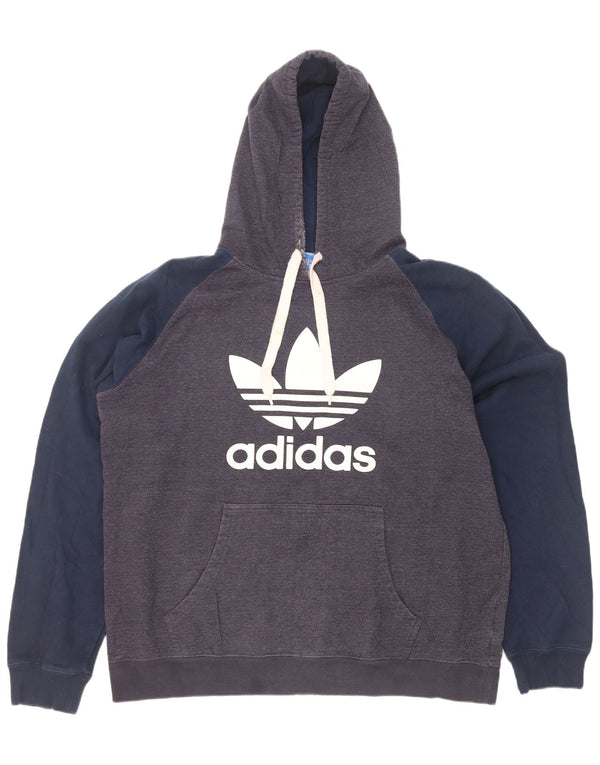 Adidas Мужской джемпер с капюшоном с рисунком 2XL Серый хлопок с цветными блоками