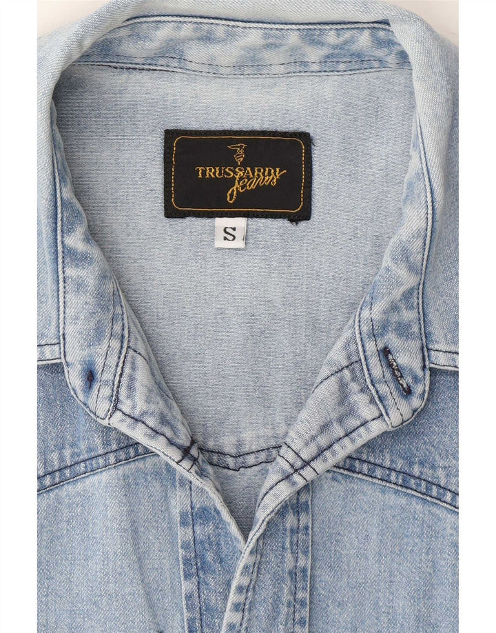 Trussardi Мужская джинсовая рубашка, маленькая синяя