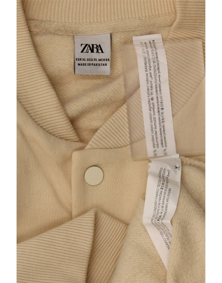 Мужская университетская куртка Zara UK 42 XL, бежевый хлопок