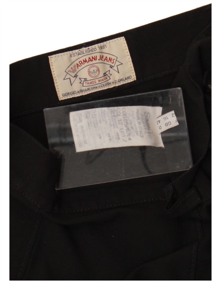 ARMANI Womens High Waist Tapered Casual Trousers UK 16 Large W29 L31 Black Vintage Armani and Second-Hand Armani from Messina Hembry 