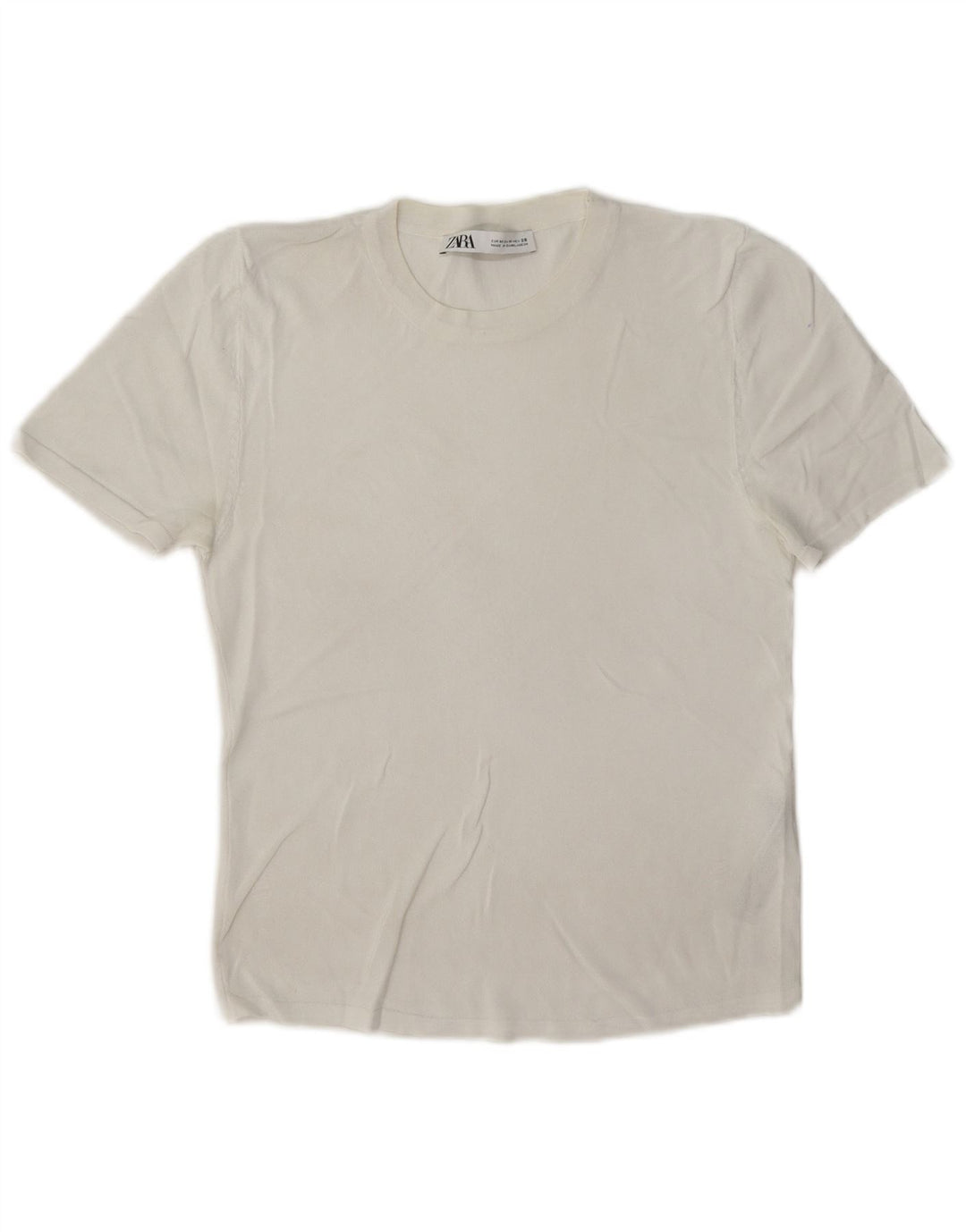 Женская футболка Zara Top UK 12 Medium White Viscose