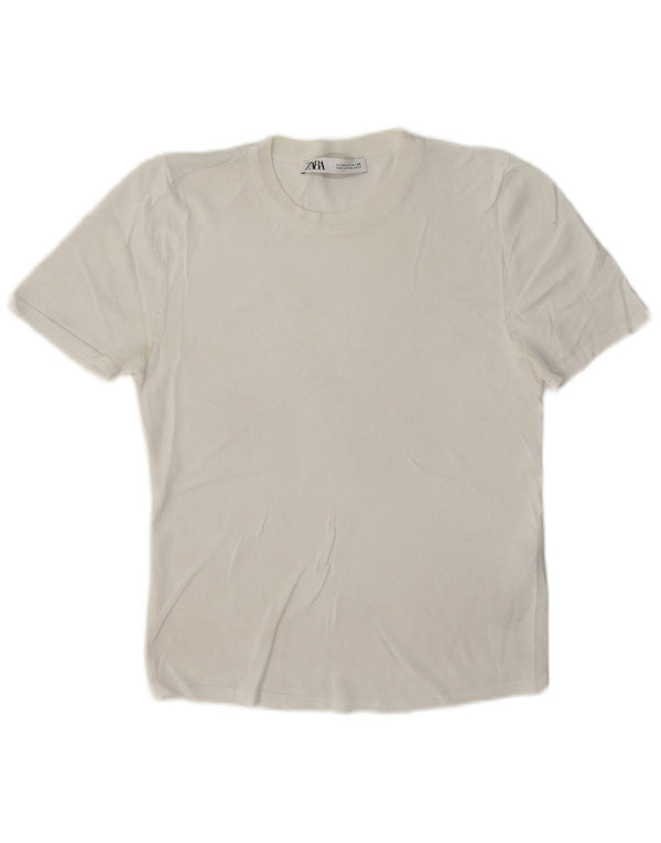 Женская футболка Zara Top UK 12 Medium White Viscose