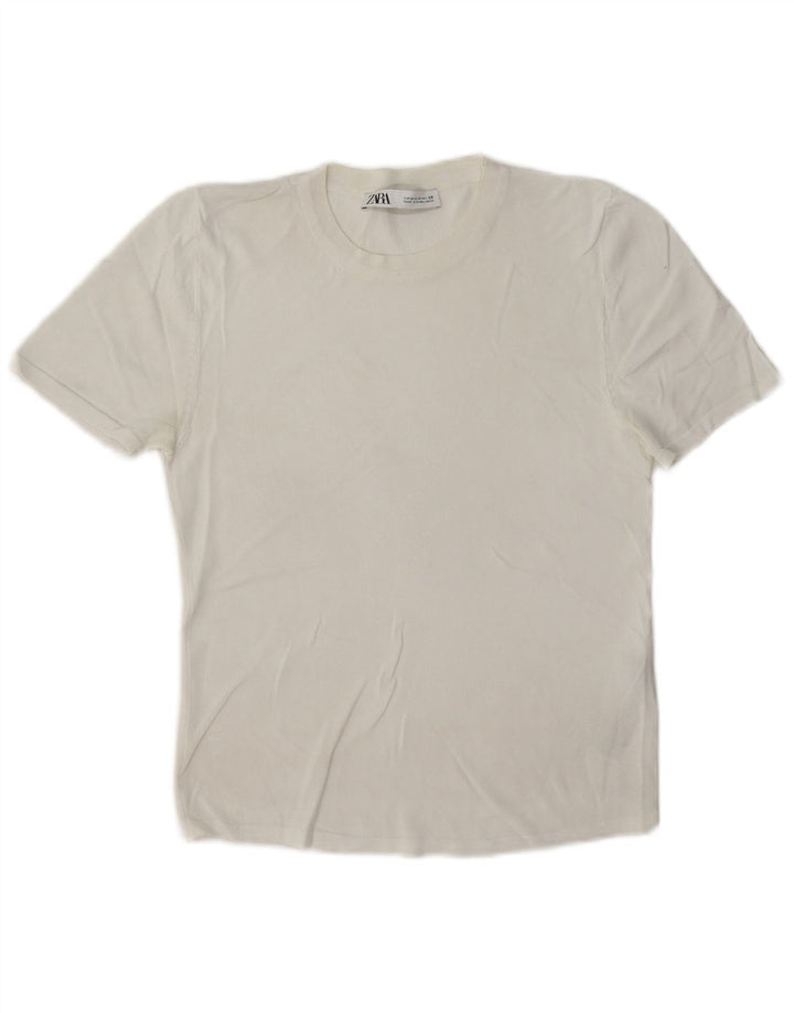 Женская футболка Zara Top UK 12 Medium White Viscose