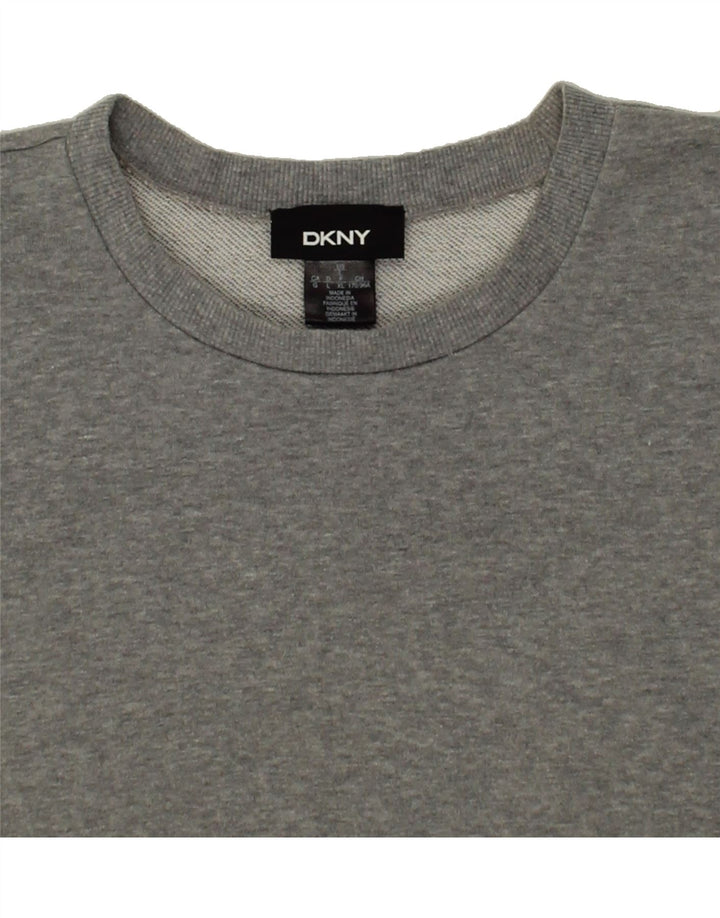 DKNY Womens Oversized Sweatshirt Jumper UK 16 Large Grey Colourblock Vintage Dkny and Second-Hand Dkny from Messina Hembry 