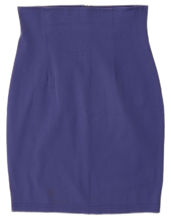 Винтажная женская юбка-карандаш с высокой талией IT 44 Medium W26 Синяя шерсть